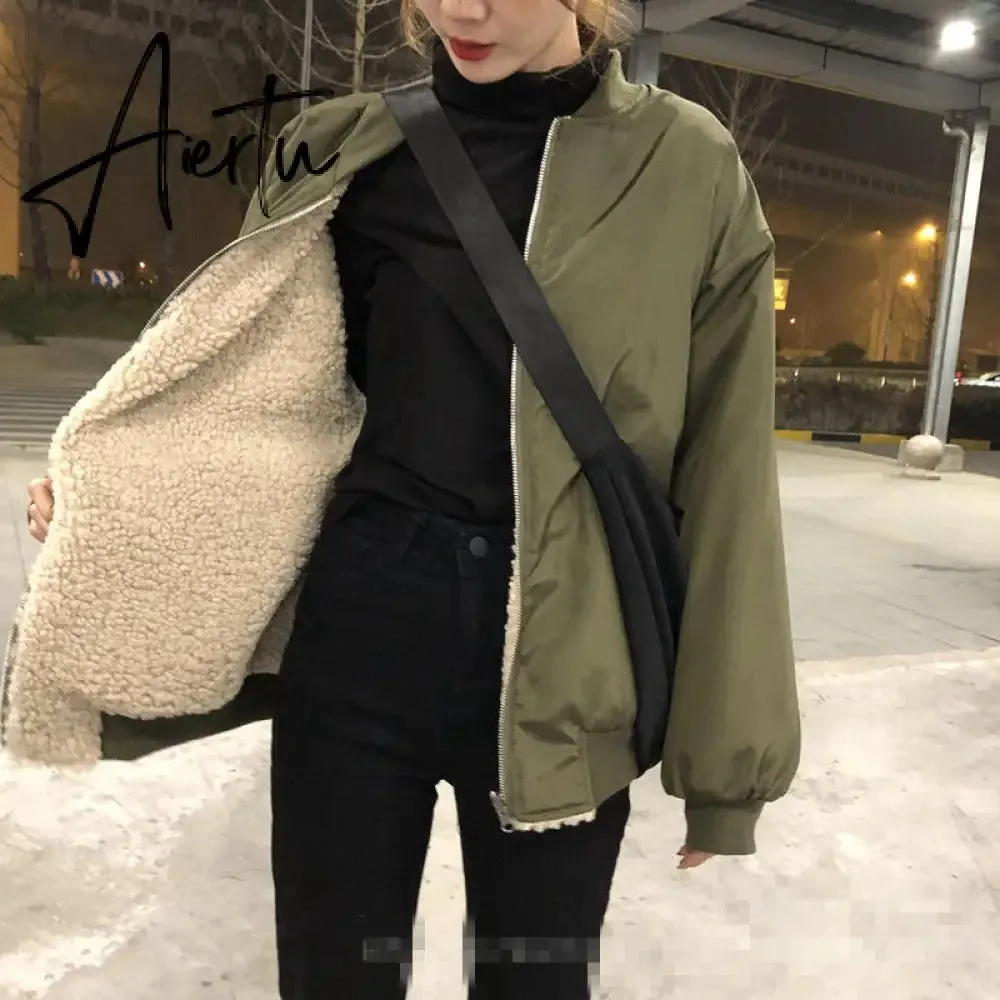 Parkas Women Winter Warm Patchwork Thickening Zipper Casual BF Invierno Student Basic Chic Mujer Clothing Apricot Overcoats Soft