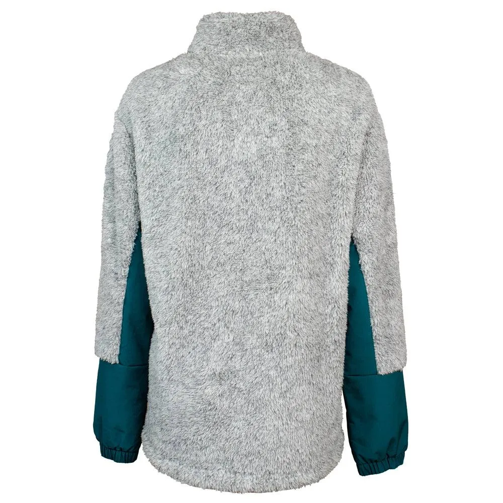 "Ladies Fleece Pullover" Grey w/Teal