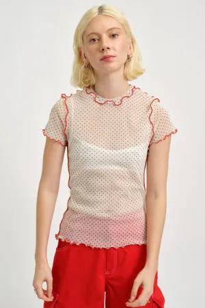 Remy Tee Cream Polkadot Mesh