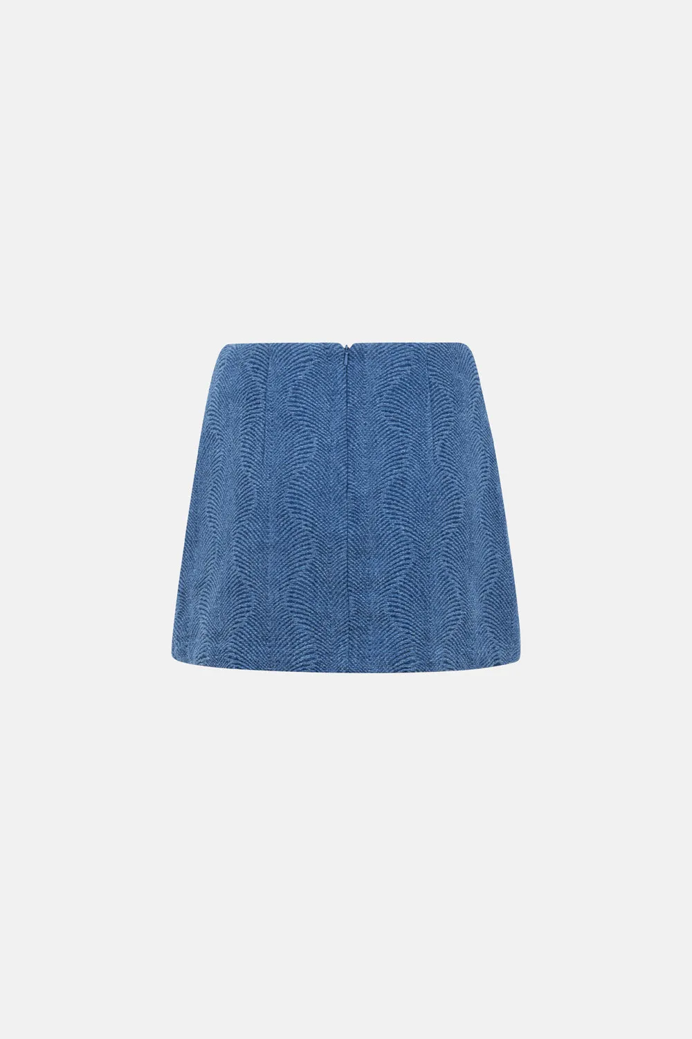 Stone-Washed Denim Jacquard Skirt