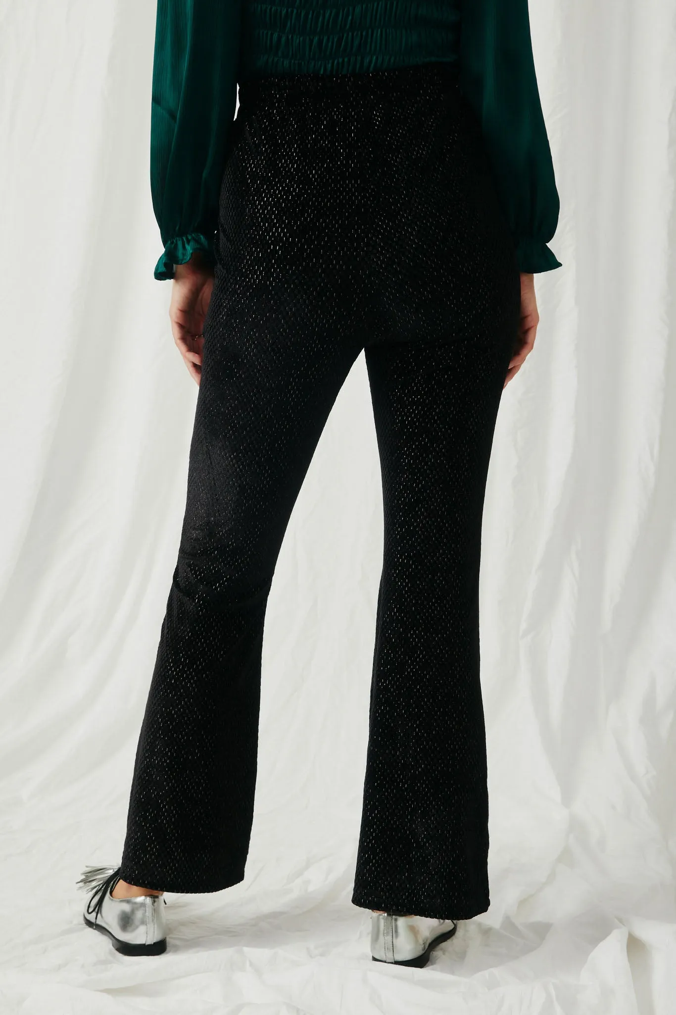 Textured Velvet Lurex Wide Leg Pants