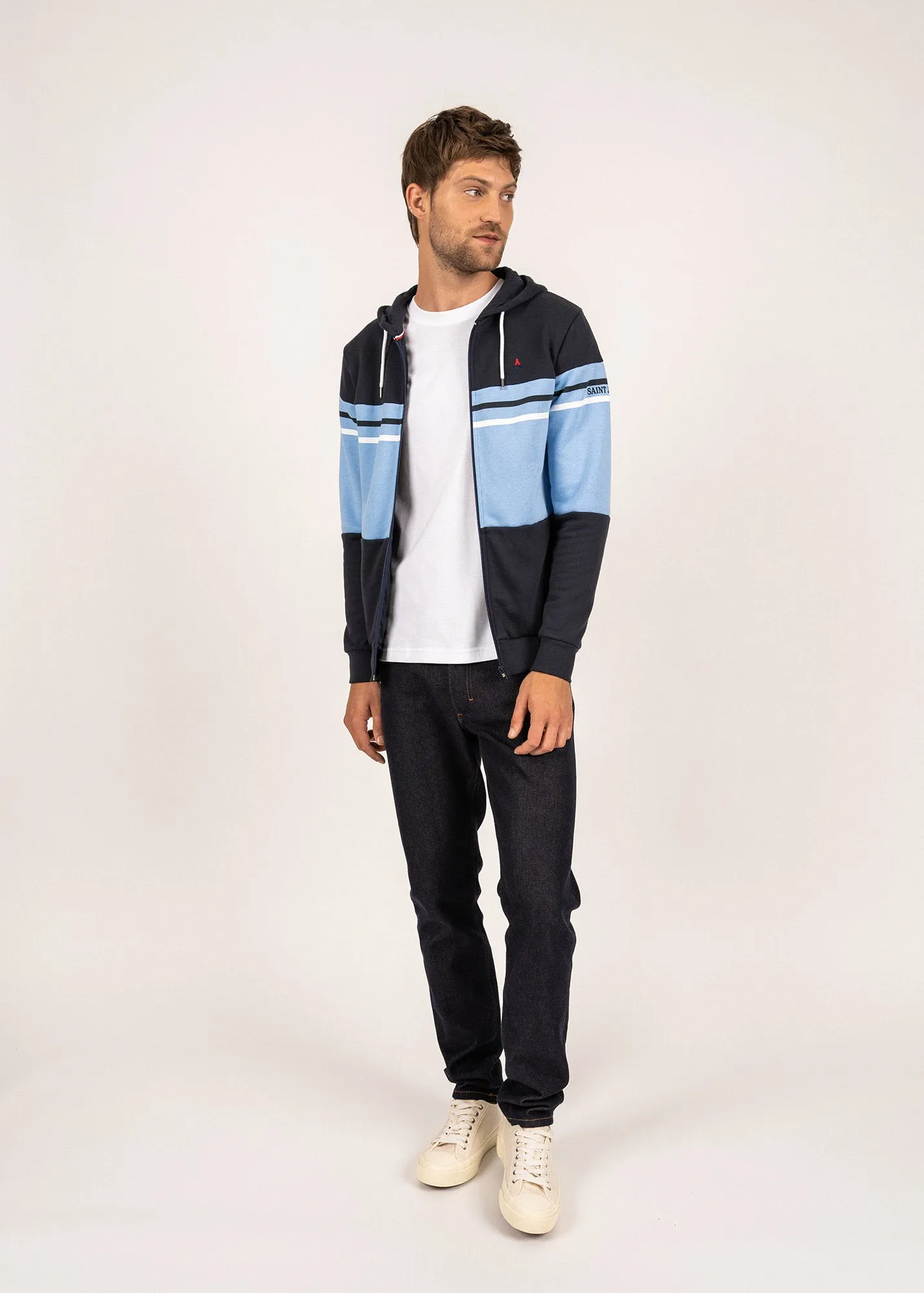 ULRICK - Zip-Up Hoodie by Maison FT | 100% Cotton (NAVY / LIGHT BLUE / WHITE)