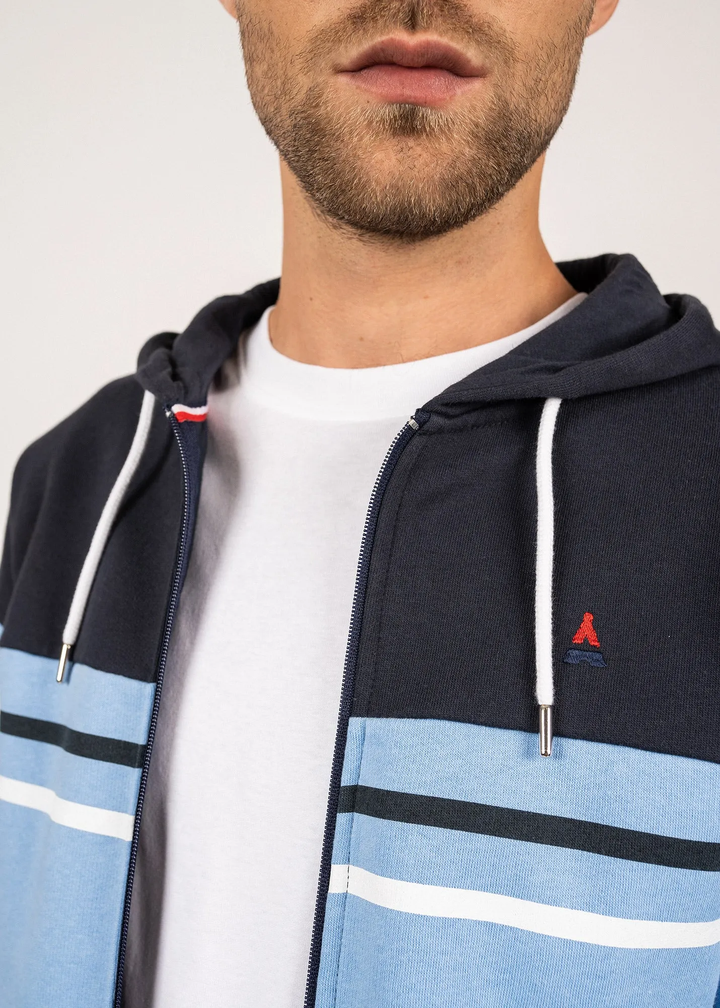 ULRICK - Zip-Up Hoodie by Maison FT | 100% Cotton (NAVY / LIGHT BLUE / WHITE)