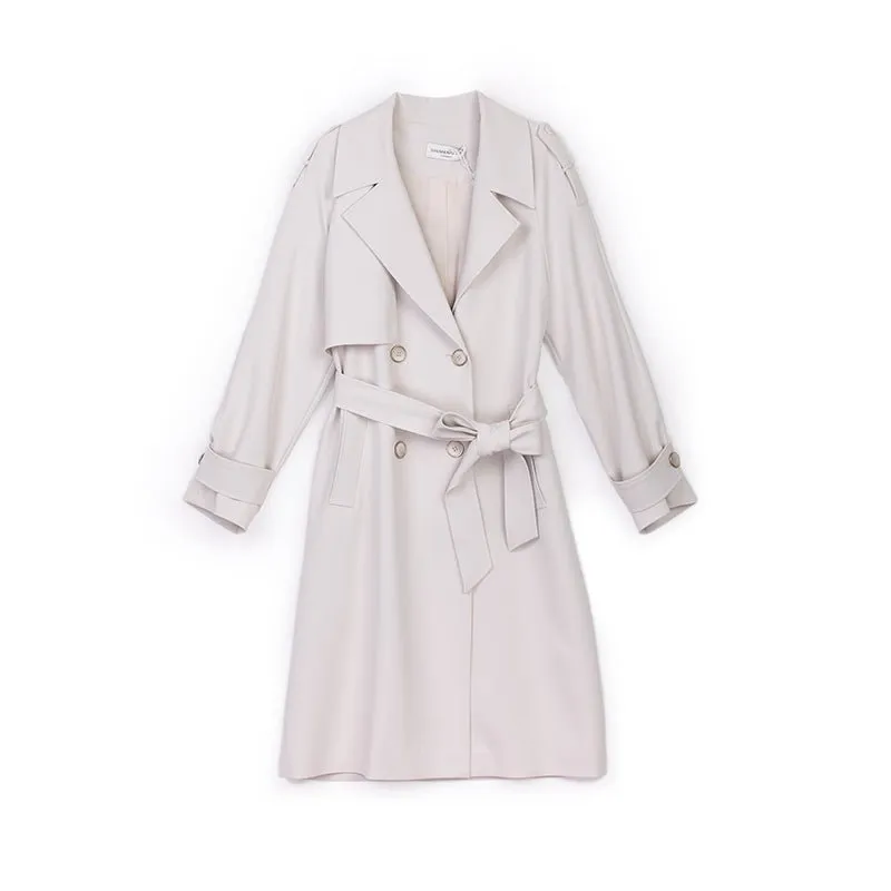 White Long Double Breasted Trench Coat