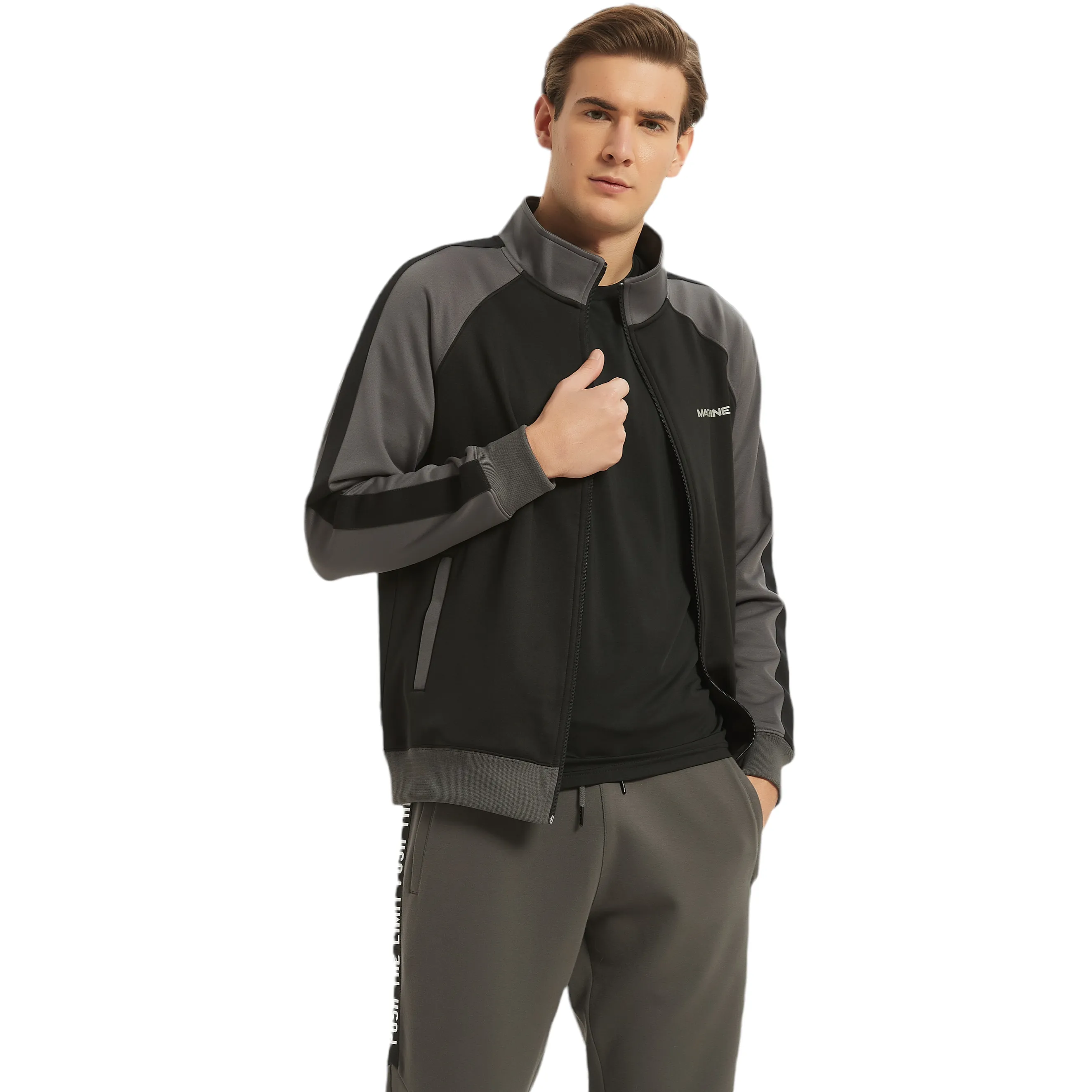 Whitlock Men's Trainer Jacket - Black & Grey combo