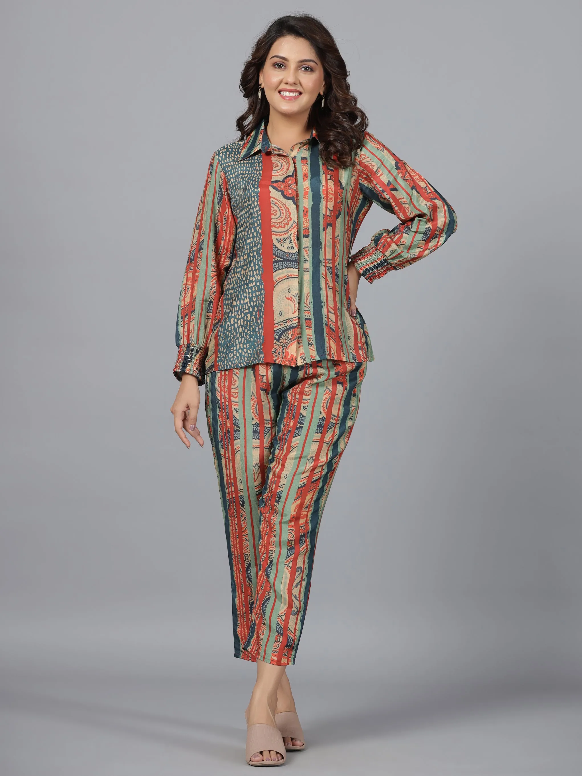 Women Multi Muslin Printed Clothing Set