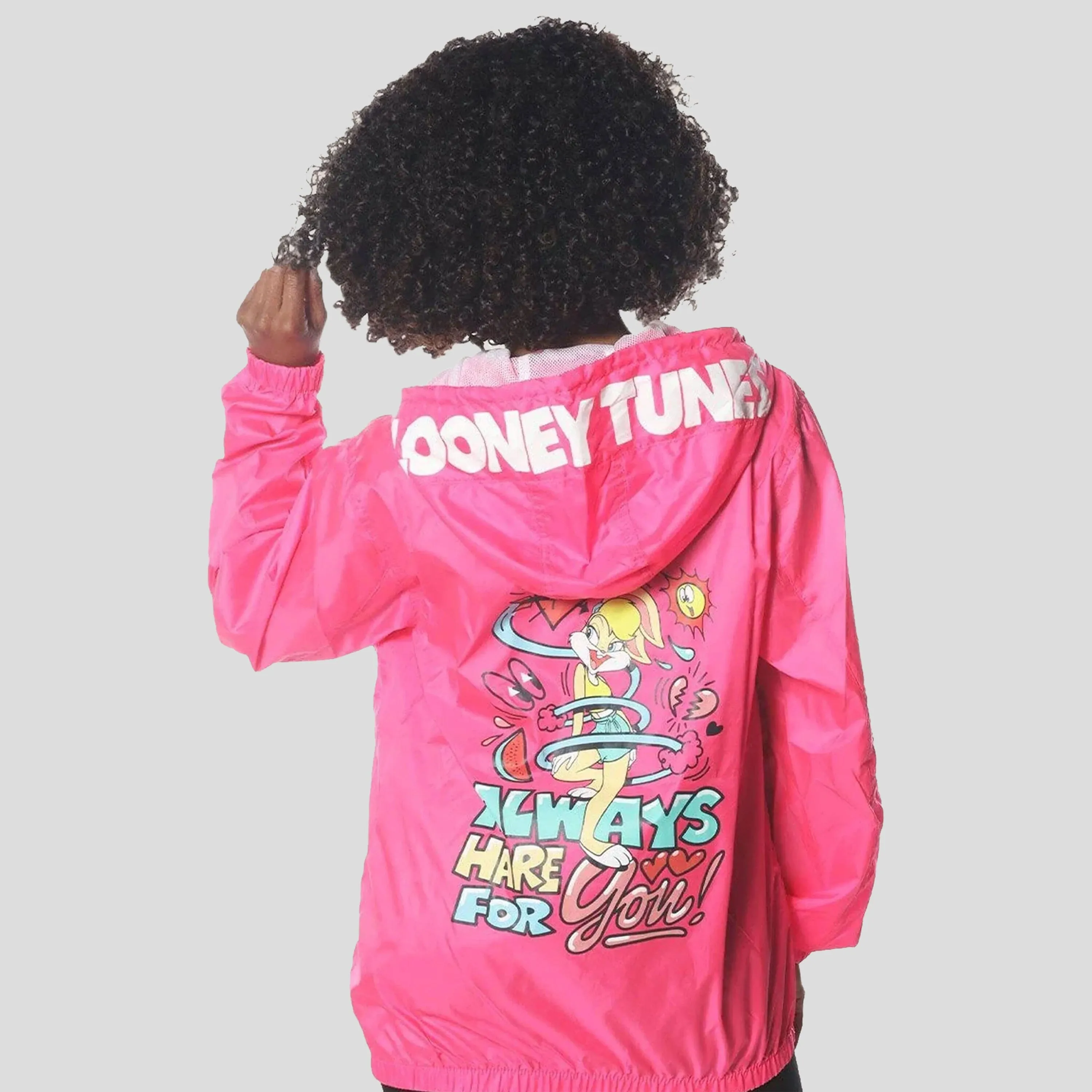 Women's Pink Looney Tunes Popover Windbreaker Jacket - FINAL SALE